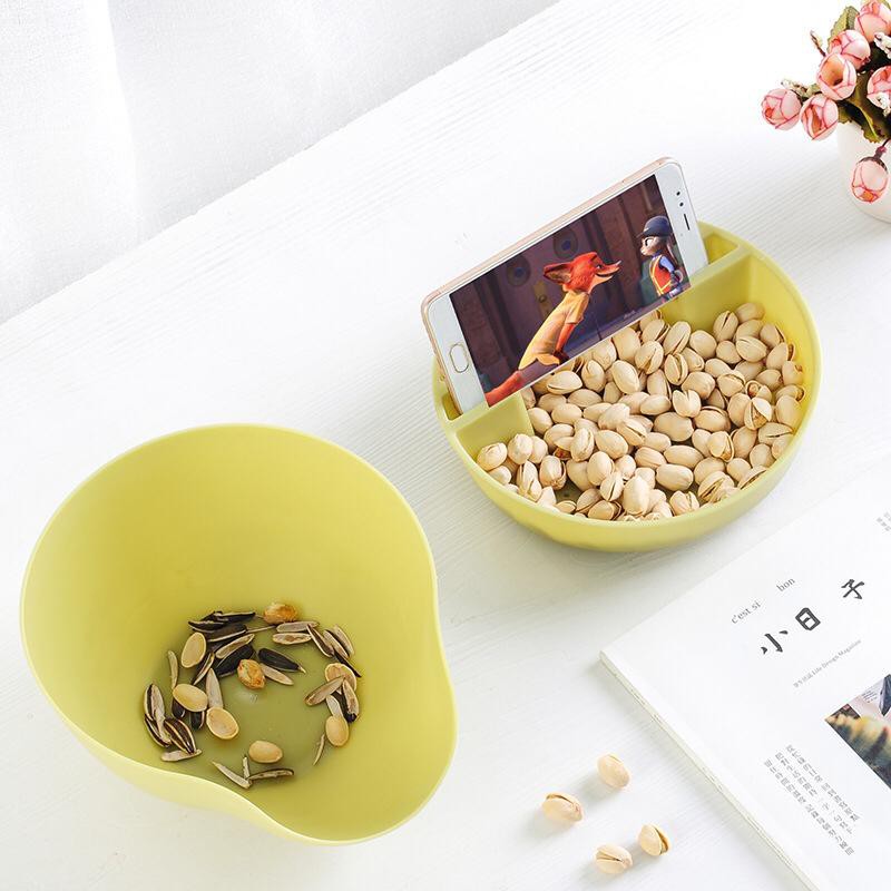 UNNISO - Durable Double Layers Snacks Fruit Plate Bowl Dish Phone Holder