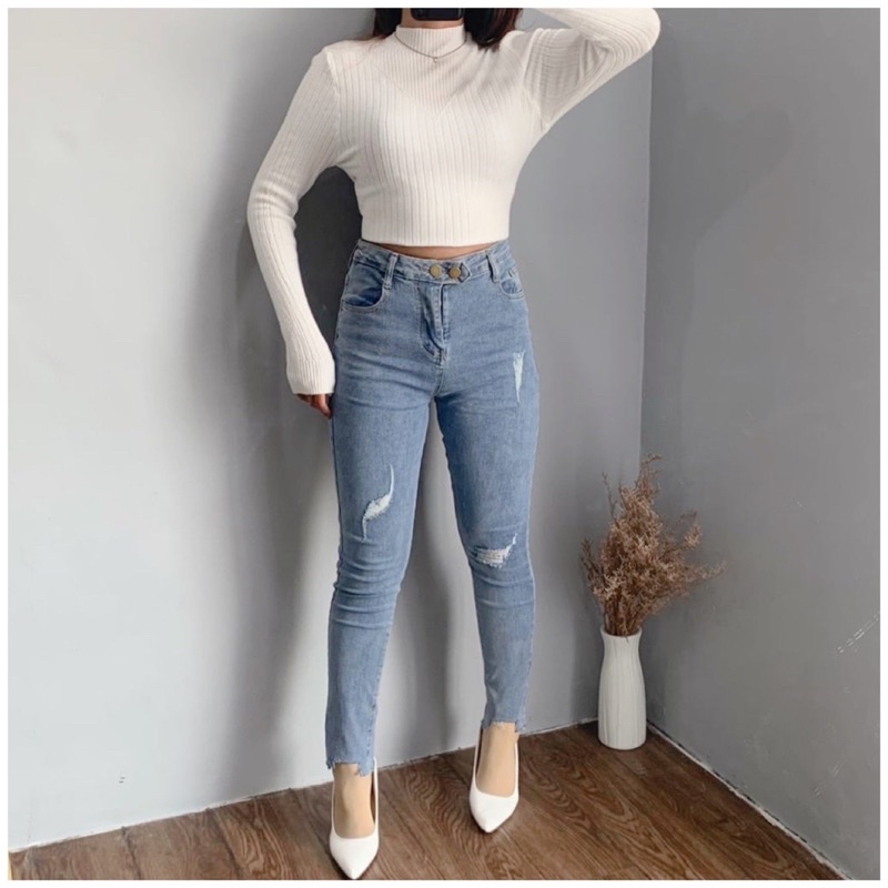 [LUXE.DLABEL] - E2 Jeans | Celana panjang Highwaist wanita Jeans import premium Jeans wanita polos ripped jeans High waist jeans wanita bkk Skinny Jeans High waist Baggy jeans Wideleg Jeans Kulot jeans Boyfriend jeans Wanita