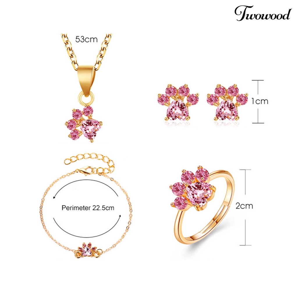 1 Set Anting Stud Kalung Gelang Cincin Bahan Alloy Anti Alergi Untuk Pesta