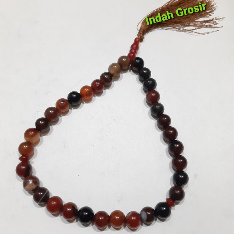 Tasbih Batu Akik Sulaiman Madu 12Mm 33Butir Original