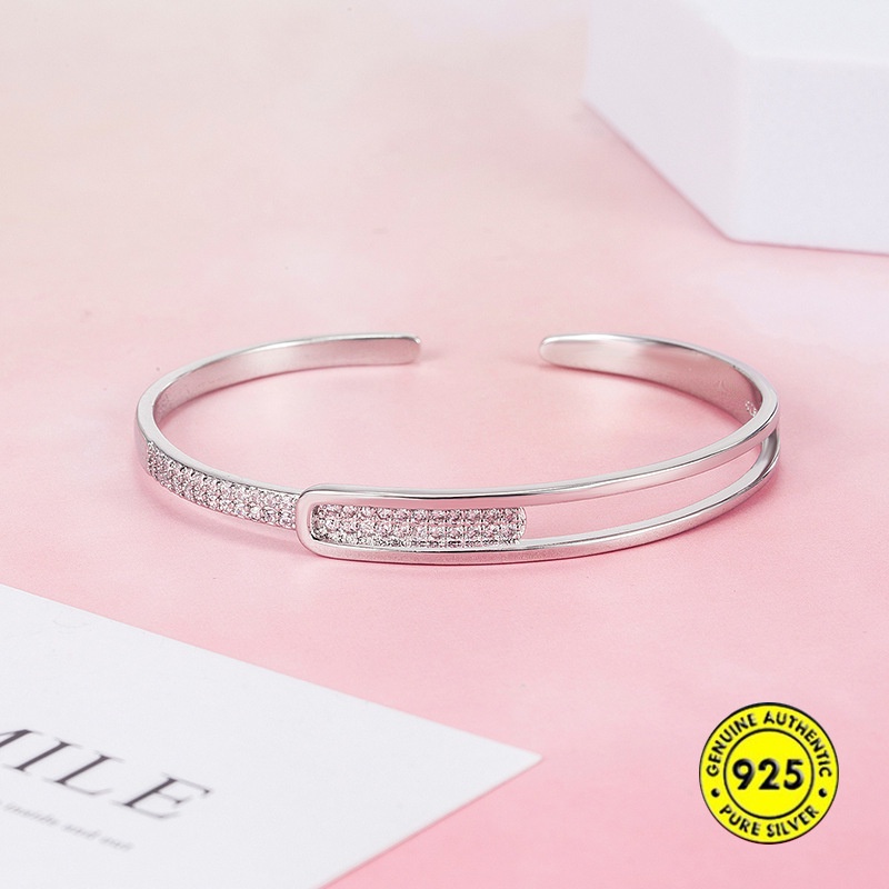 Gelang Silver Model Terbuka Dapat Disesuaikan Untuk Wanita