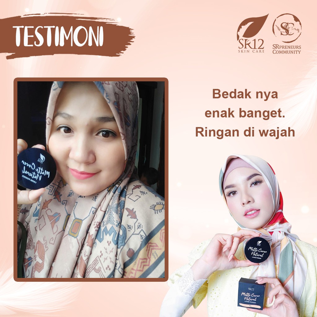 Matte Cover Natural SR12 Loose Powder | Bedak SR12 | Bedak Tabur SR12 Skincare | Kosmetik SR12