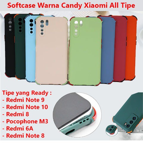 Softcase Xiaomi Redmi 6A 8 Note 8 9 10 Poco M3 Warna Candy Anti Crack Lensa Protector Silicone Cover