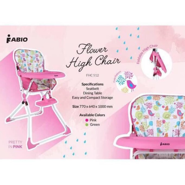 PRELOVED 98% LIKE NEW Fabio kursi makan high chair anak baby pink