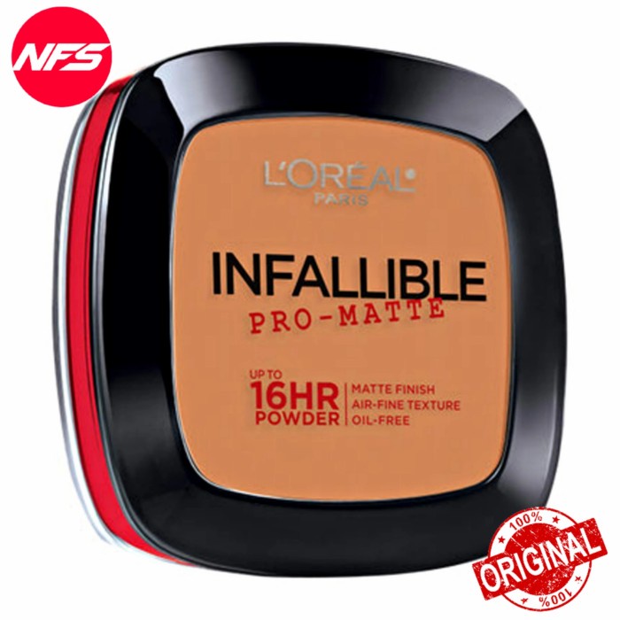 Loreal Infallible Pro-Matte 16HR Makeup Compact Powder-Bedak Original - 600GoldenBeige