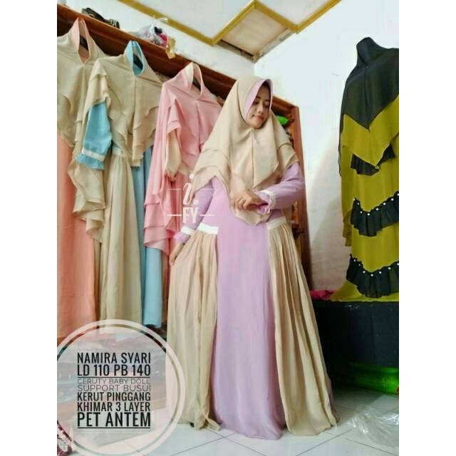 Gamis set khimar ceruti/gamis muslim/fashion muslim