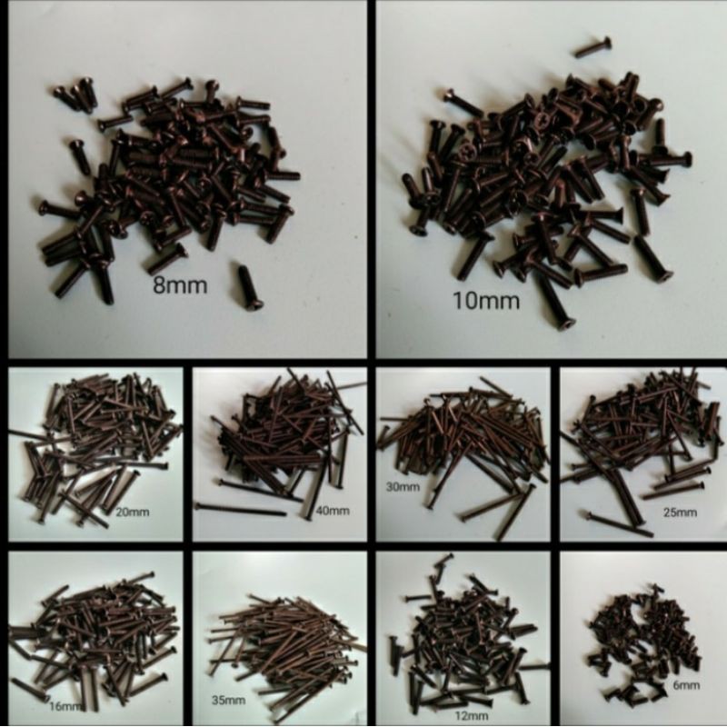 BAUT 2MM HITAM  KEPALA RATA/BAUT GEPENG M2/SCREW M2 (100pcs)-HITAM 10,MM