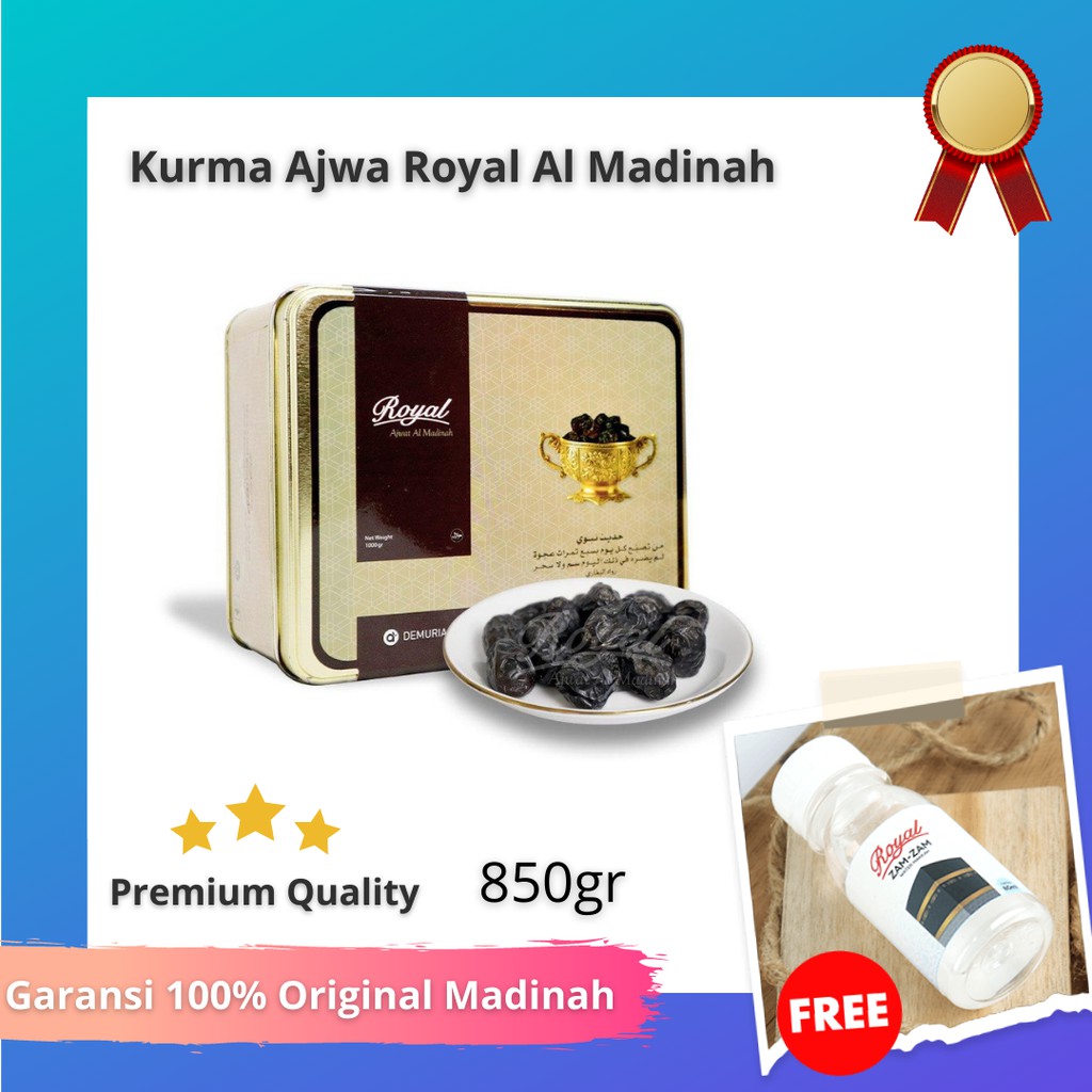 

Kurma Ajwa Royal Dates Al Madinah Asli 850gr | Import Original Premium | Gratis Air Zamzam Royal!