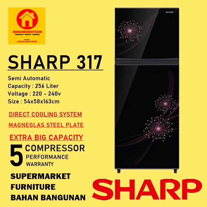 KULKAS 2 PINTU - KULKAS SHARP 2 PINTU - LEMARI ES 2 PINTU - SHARP 317 - SHARP