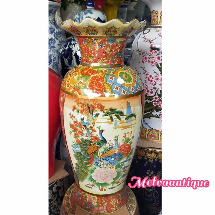Ceramic | Guci Bintik Gold/ Vas Bunga Keramik China Tinggi 60 Cm