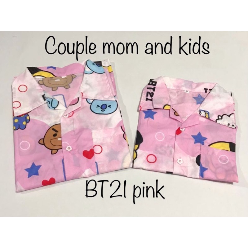 BT-kuning- PINK bisa couple mom kids and family setelan piyama