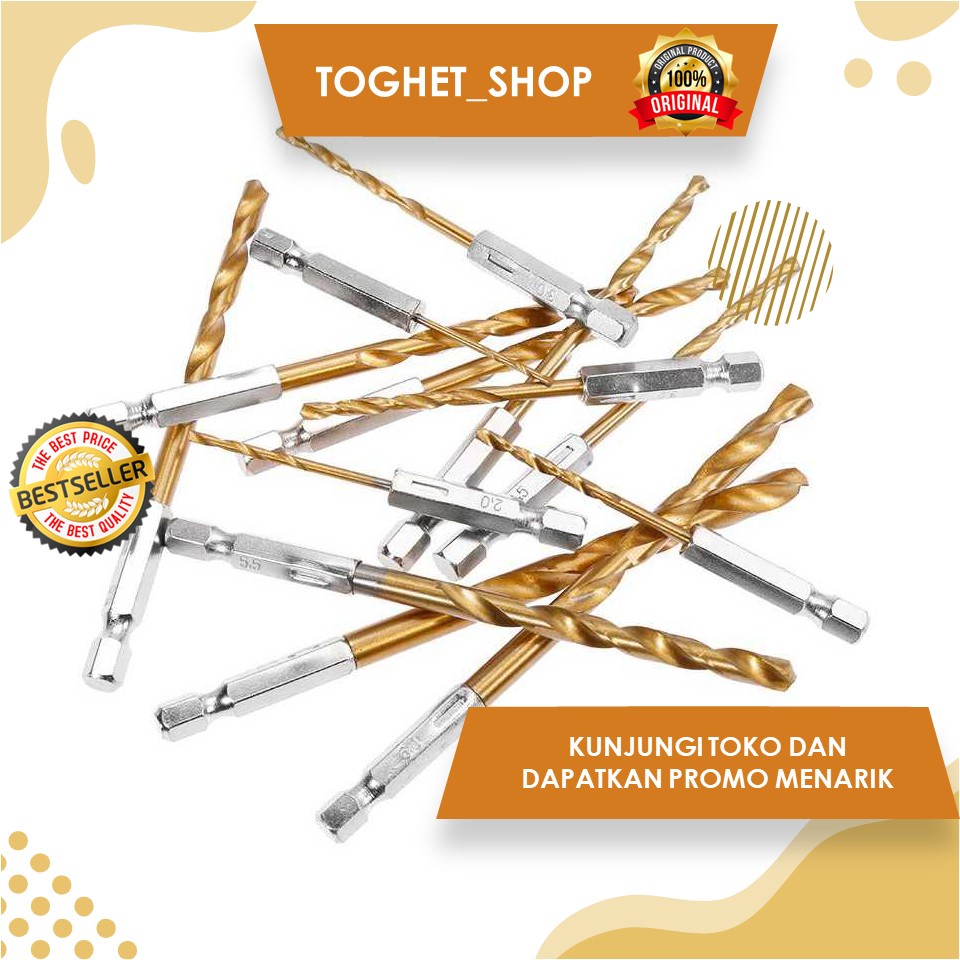 Mata Bor Besi Titanium Power Drill Steel Coated Mata Bor Dilapisi Steel Titanium 13 PCS