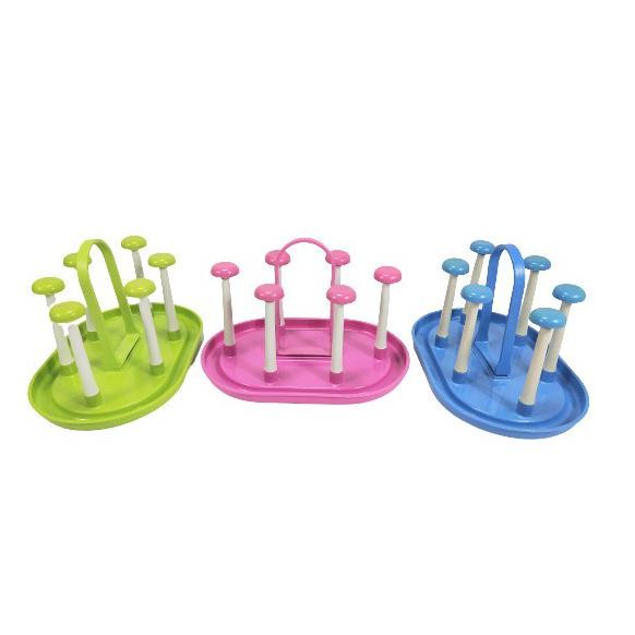 Stand Gelas 6 Stick Plastik Oval - Tempat Cangkir - Rak - Tatakan