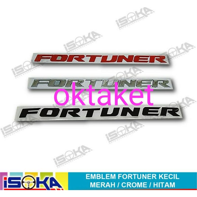 emblem kap mesin FORTUNER  merah hitam chrome isoka