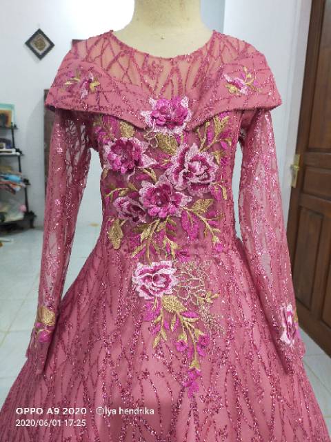 Gaun pengantin full candy baby pink