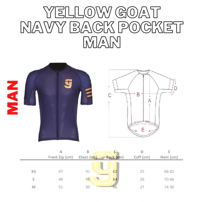 Yellow Goat Cycling Jersey Sepeda Navy Back Pocket MAN