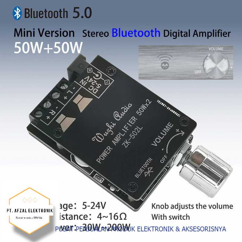 Wuzhi Bluetooth Audio Receiver 5.0 Amplifier Board 50W x 2