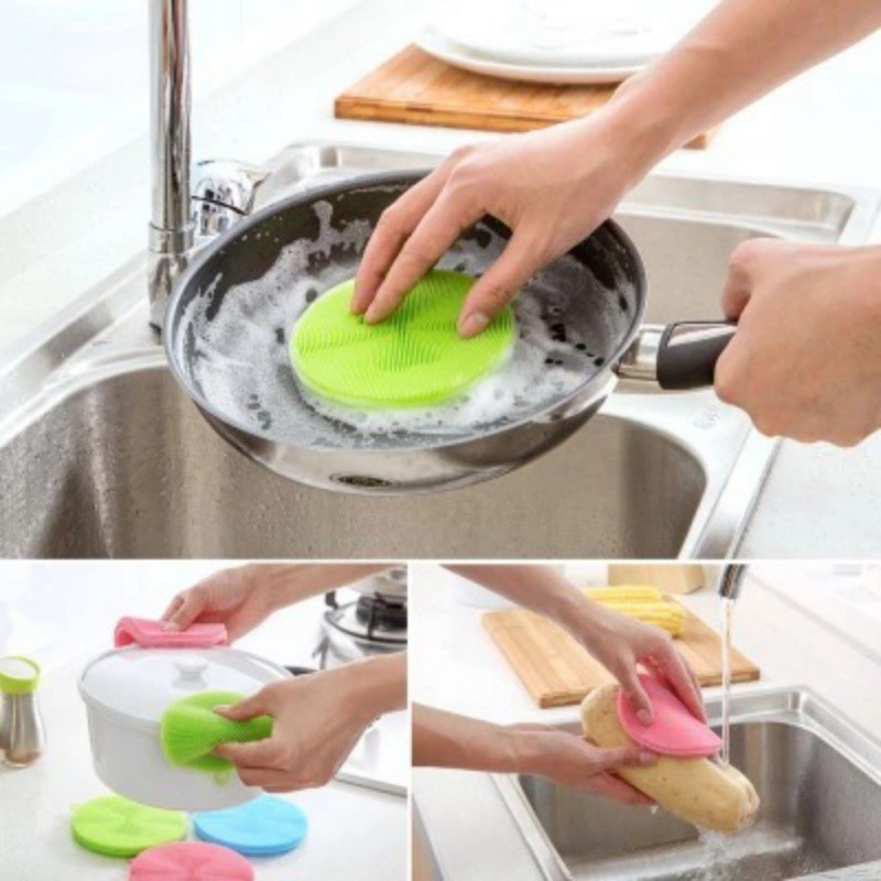 Spons Cuci Piring Silikon Dish Washing Sponge Brush