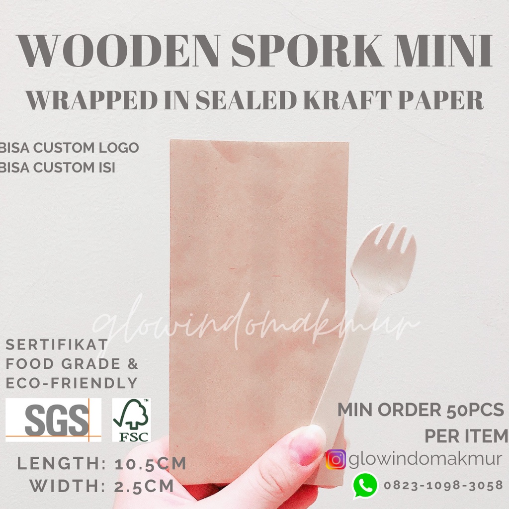 SET Spork Mini 10.5cm Cover Kraft Paper SEALED Tertutup Rapat HIGIENIS