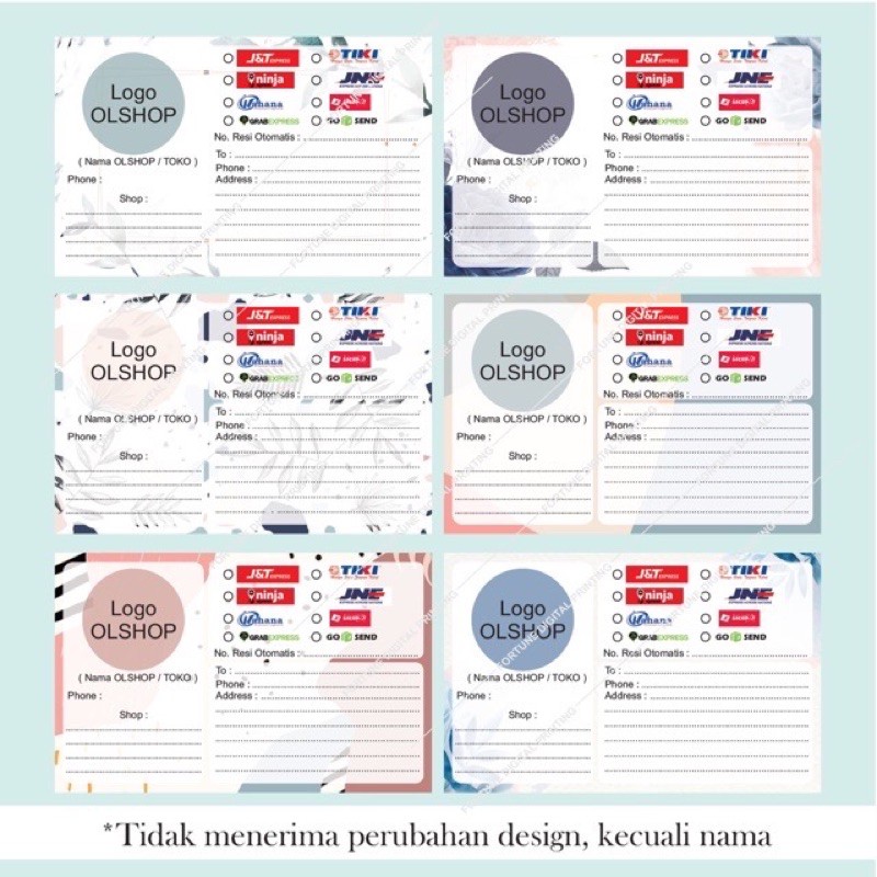 

Label Pengiriman Online shop OLSHOP CUSTOM NON PEREKAT