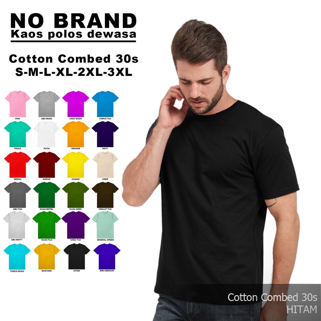 Kaos Polos Bandung Cotton Combed 30s Lengan Pendek Nyaman Adem Polosan KAO POLOS SENJA