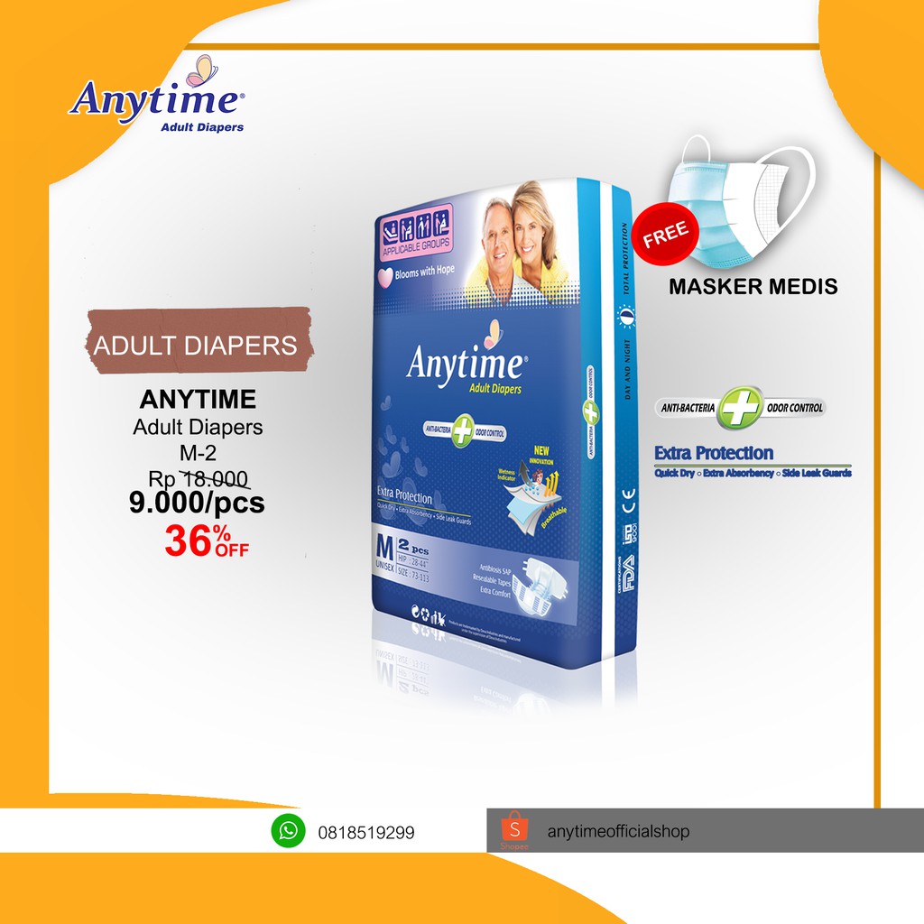

Anytime Popok Dewasa / Anytime Adult Diapers M2 & L2