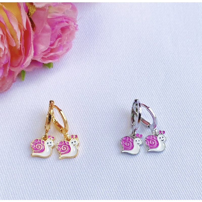 Anting Anak Lapis Emas Pink Snail