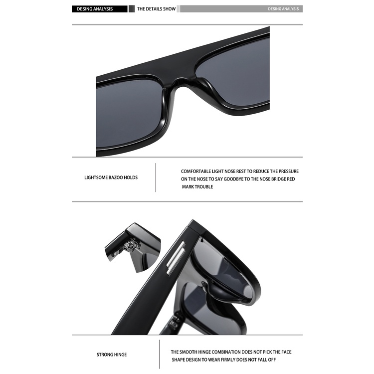 2021 new square men's and women's fashion European and American street style retro sunglasses metal hinge