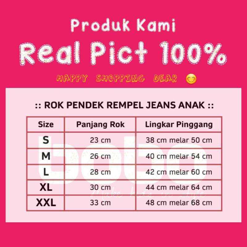 ROK JEANS PENDEK ANAK  REMPEL USIA 1 - 7 TAHUN