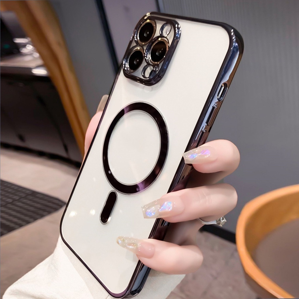 Soft case TPU electroplated Dengan ring Magnetik Untuk iphone 13 pro max 11 12 pro max 11 X Xs max XR