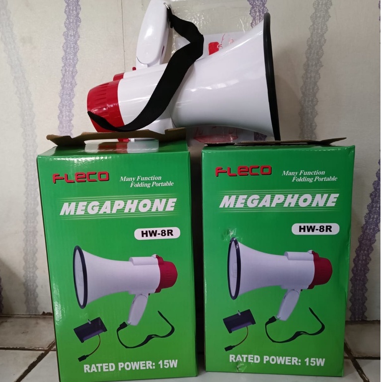 Megaphone Fleco HW-8R Rechargeable/Pengeras Suara/Untuk Merekam Suara Dan Musik Bisa Menggunakan Daya Batrei