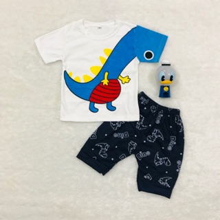 SETELAN BAJU  ANAK  LAKI LAKI USIA  6  24 BULAN  GAMBAR  DINO 