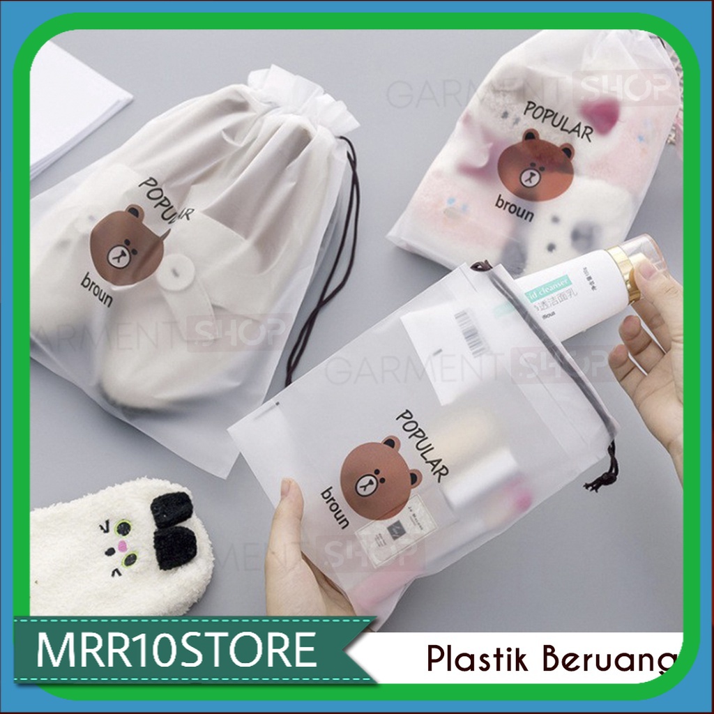Travel Pouch Organizer Serbaguna Tas Serut Make Up Kosmetik Beruang Lucu Impor