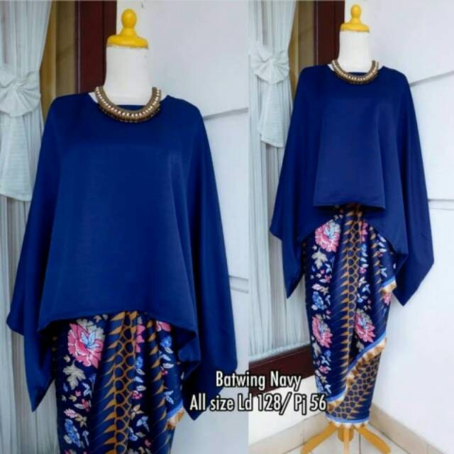 SB Collection Stelan Kebaya Jessica Batwing Jumbo dan Rok Lilit Maxi Batik Wanita