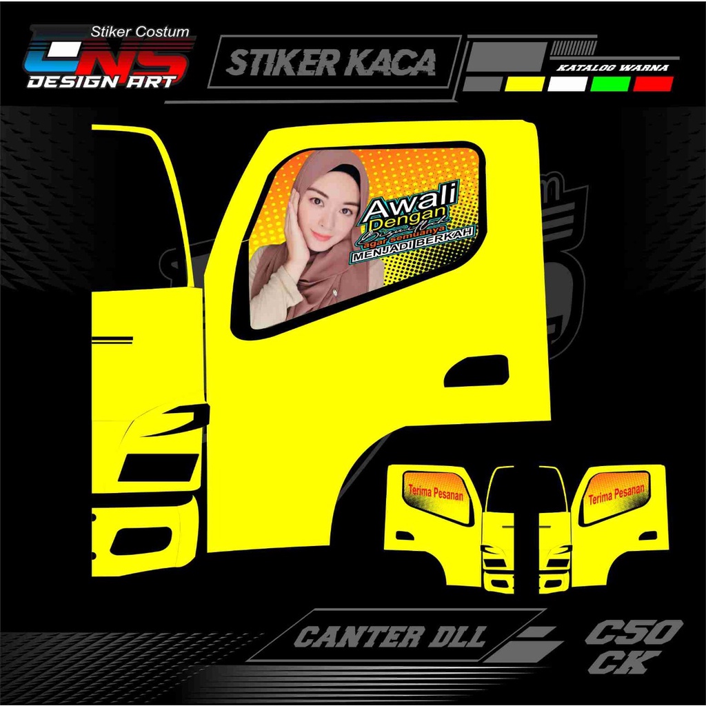 stiker kaca truk/canter/pickup stiker variasi kaca mobil truk/canter/pickup stiker kaca truk