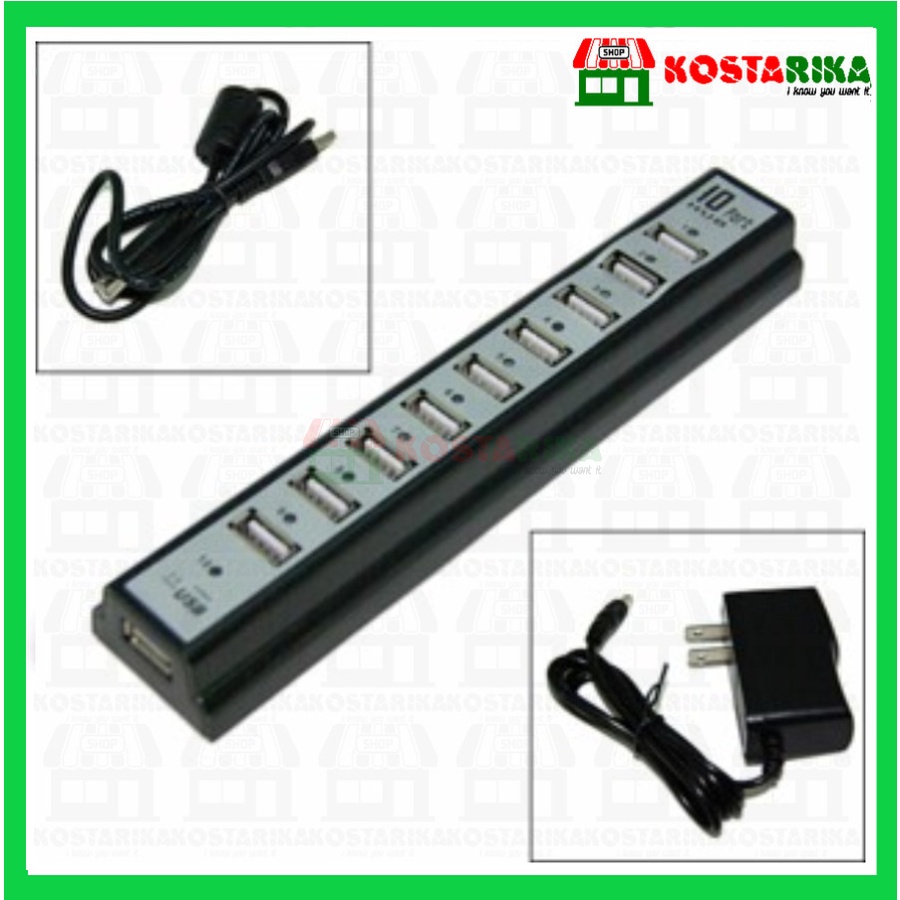 HUB USB 10 port + adaptor power DC 5V