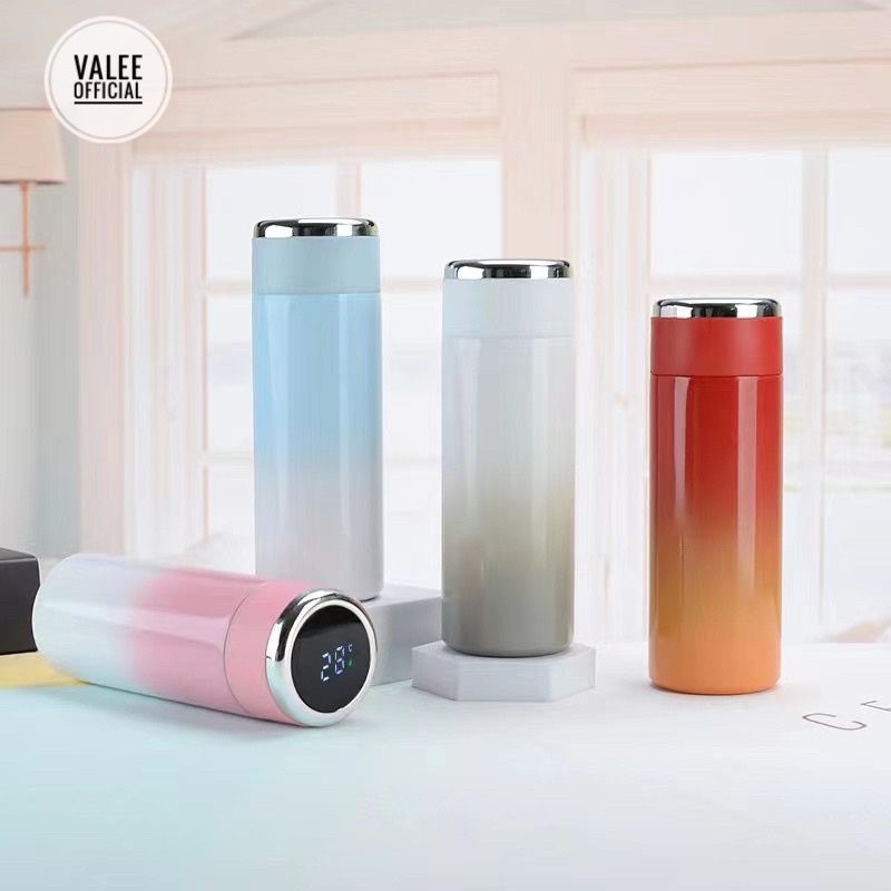 TERMOS TEMPERATUR LED STAINLESS VACUUM FLASK SAKURA LED polos 420ml SUS 304 [BISA GANTI BATERAI]