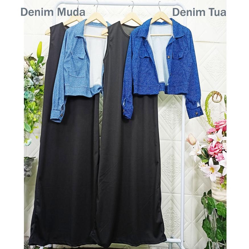 KIRIM HARI INI DENIM JAKET ANYA SELSY SATU SET DRESS DAN OUTER CARLINA (ART. 3085)