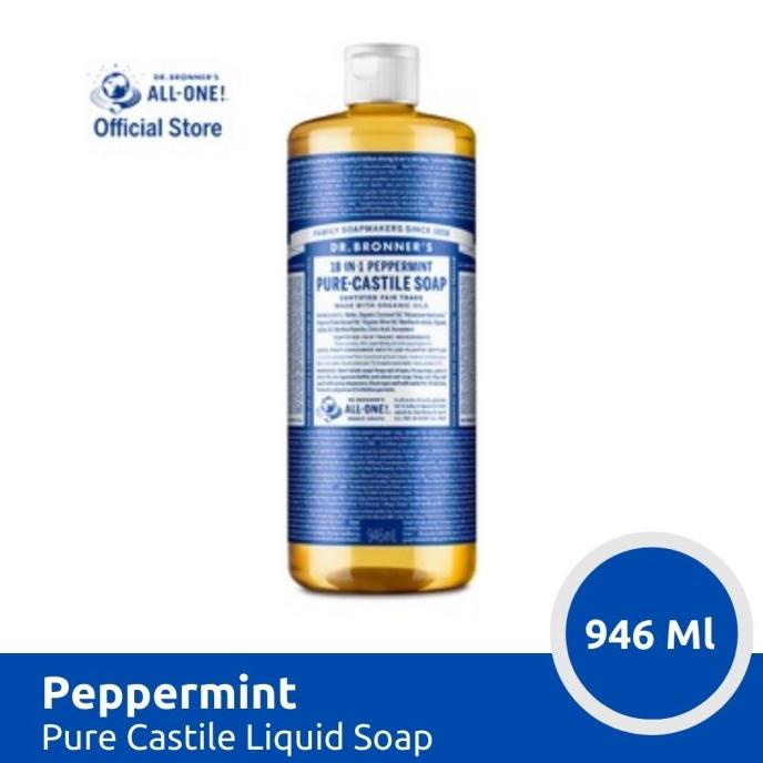 [COD] Peppermint Pure Castile Liquid Soap Dr. Bronner's 946ml BERKUALITAS Kode 1474