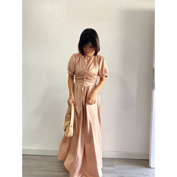 Gaun Pesta mewah bahan satin velvet