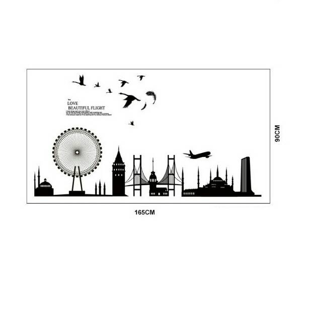 RELIZA WALL STICKER SILUET HITAM LONDON CITY KINCIR STIKER DINDING JM7279