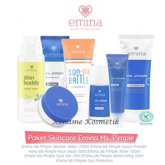 Paket Lengkap Emina Ms Pimple Acne Solution + Sun Protection - Kulit Berminyak dan Jerawat 7 pcs