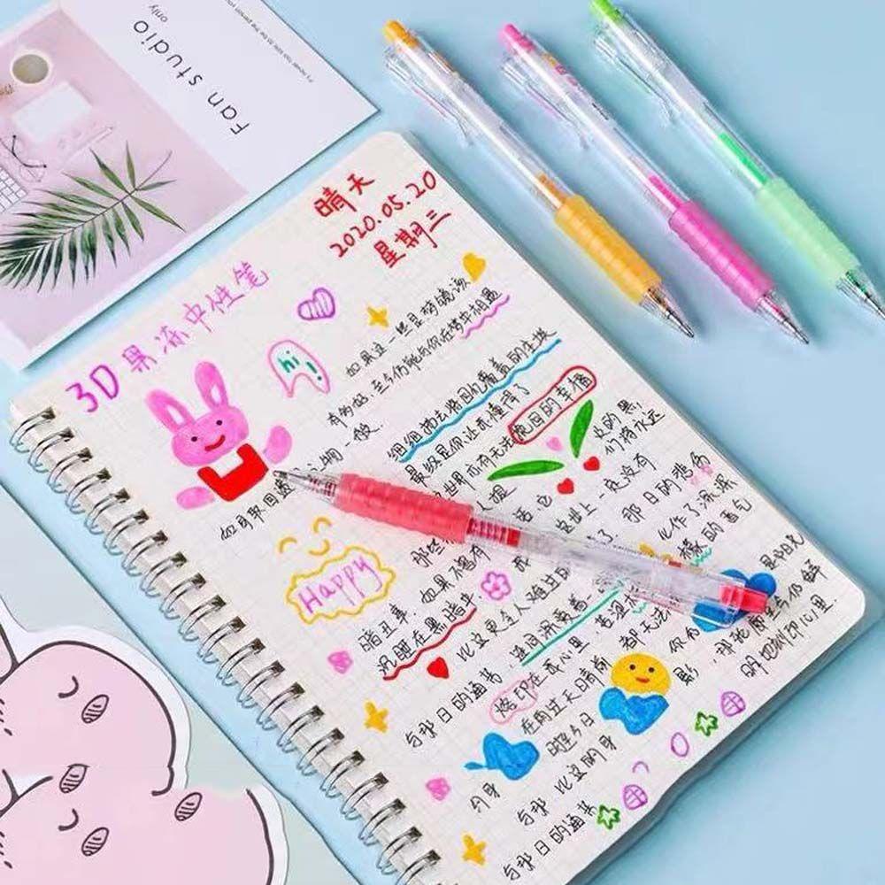 Lanfy Jelly Gel Pen Lucu Perlengkapan Menulis Siswa Spidol Liner Gambar Cat Diary Press Pen Set Jelly Bolpen Warna