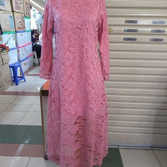 Atasan Kebaya Brokat Kinanti Warna Dusty Pink / Kebaya Modern