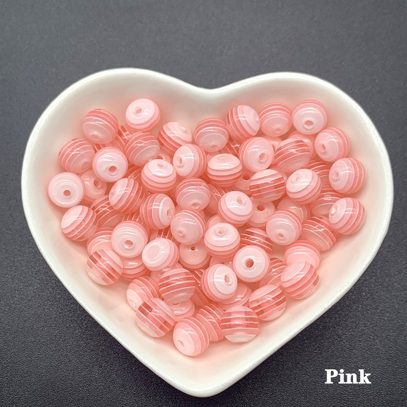 50Pcs/lot 8mm resin striped beads DIY jewelry bracelet beaded