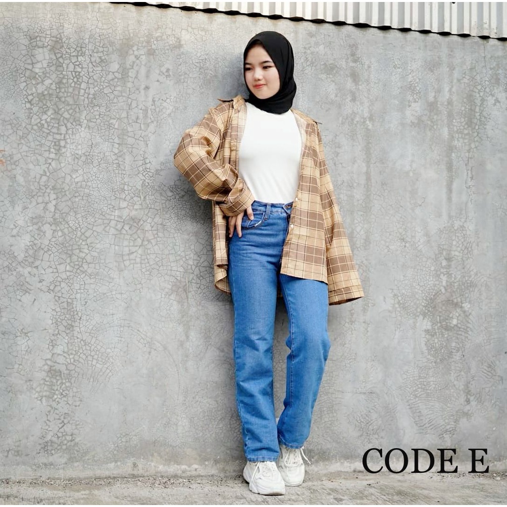 Tq88indonesia Fashion Kemeja Wanita Terbaru / Kem CHELSEA XXL OVERSIZE / Kemeja Kotak Wanita / Kemeja Lengan Panjang Cewek Kekinian / Ootd / Hem Kotak