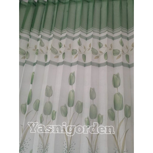 VITRASE GORDEN BLACKOUT ORIGINAL PREMIUM MOTIF BUNGA TULIP CANTIK - HIJAU