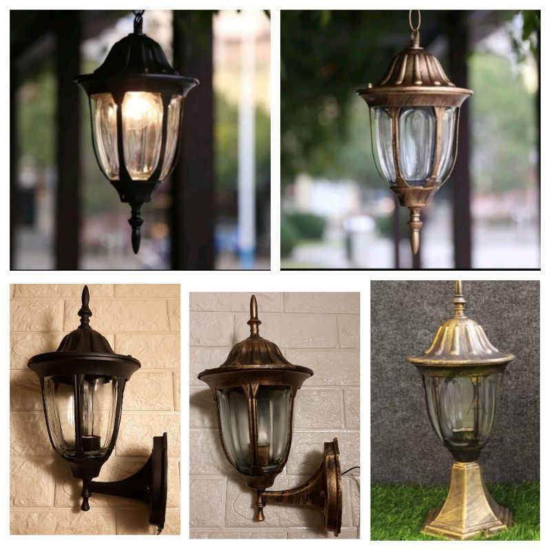 Lampu Dinding ALUMUNIUM + KACA Pilar Gantung Outdoor 3 Model 2 Warna 07