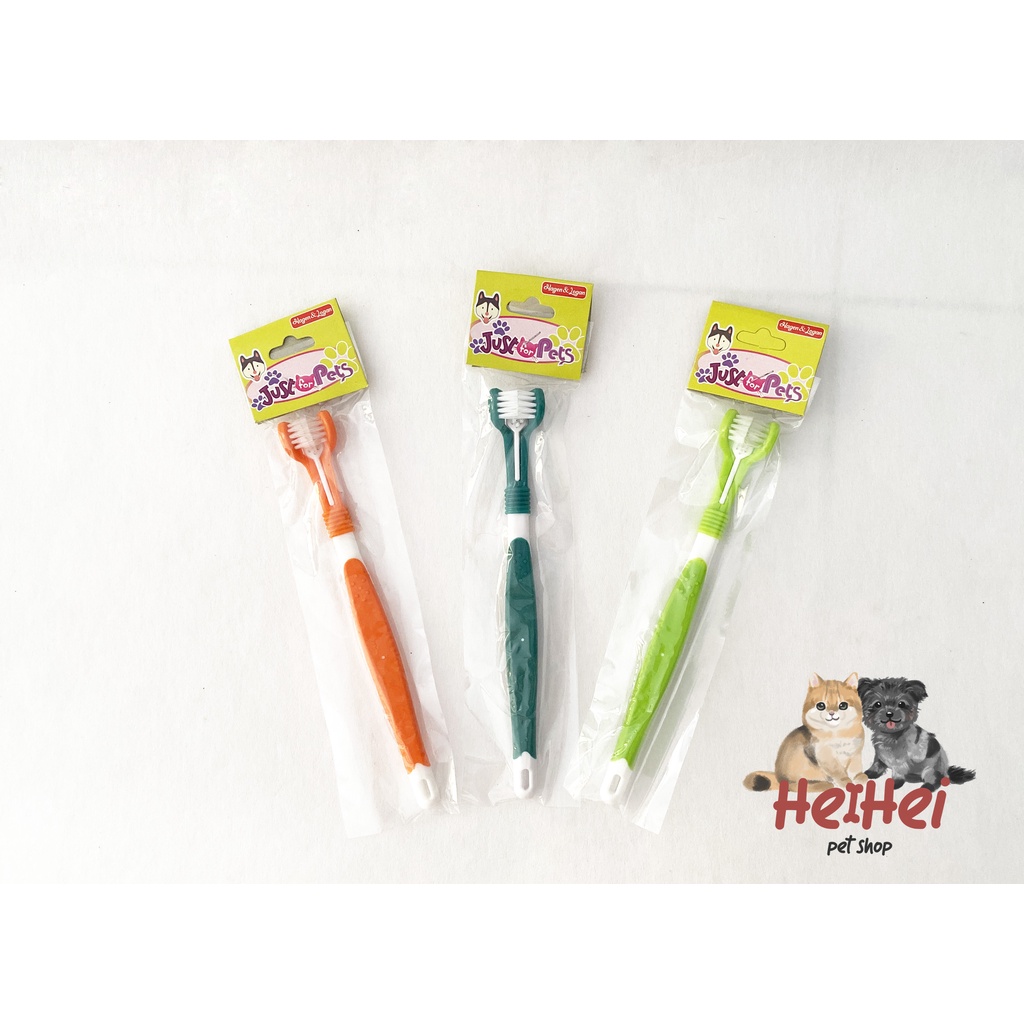 Sikat Gigi 3 Sisi Anjing Kucing Hewan / Pet Cat Dog Toothbrush 3 Side Brush Headed Import