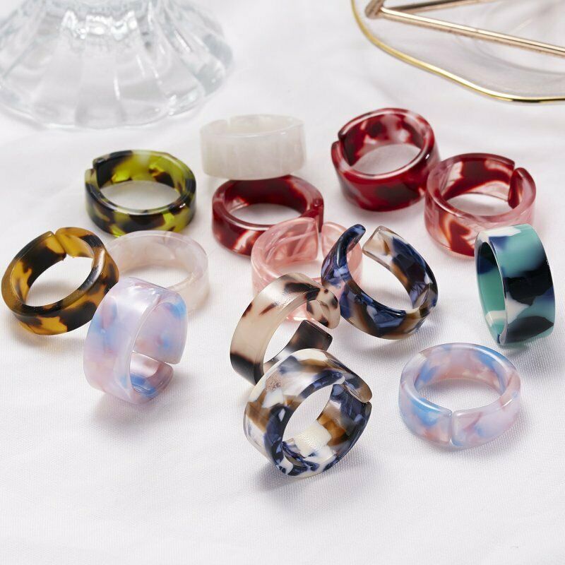 Cincin Wanita Model Terbuka Bahan Resin Asetat Warna Warni Gaya Elegan Untuk Pernikahanhadiah